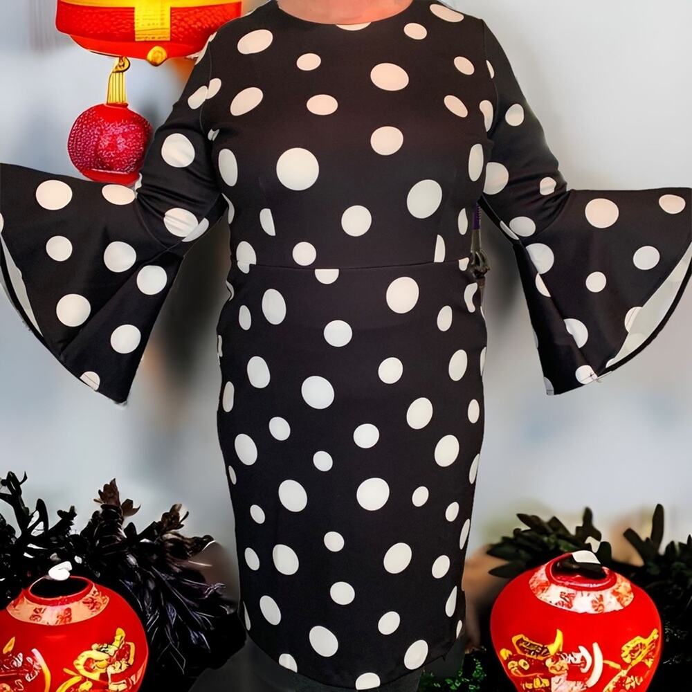 Polka Dot Dress Size 18 NEW ELOQUII Scuba Dress Black and White - Picture 15 of 15